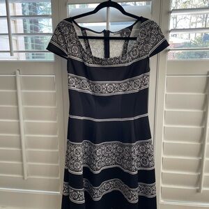 Elegant Black and White Fit & Flare Dress